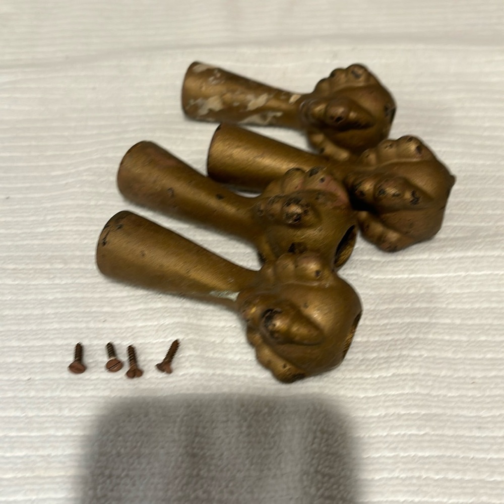 Antique metal furniture, feet clawfoot stool legs